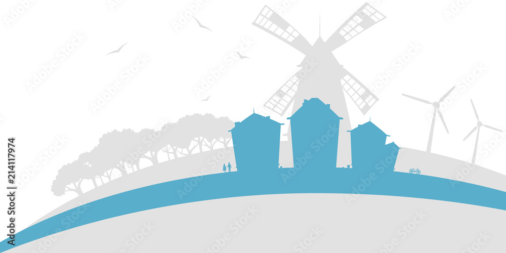 Village. Flat design. Vector illustration