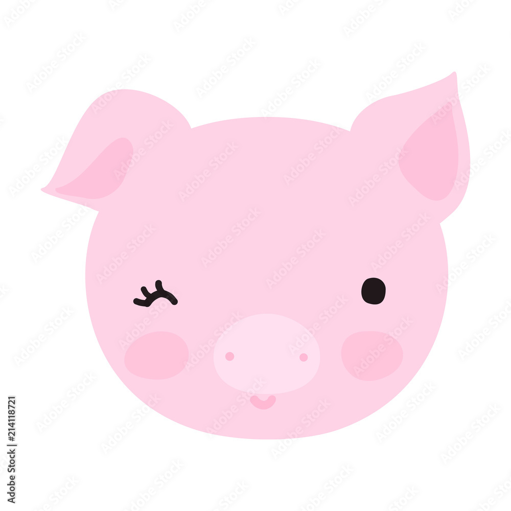Cute little pig face with smile. Cute little pig face with smile.