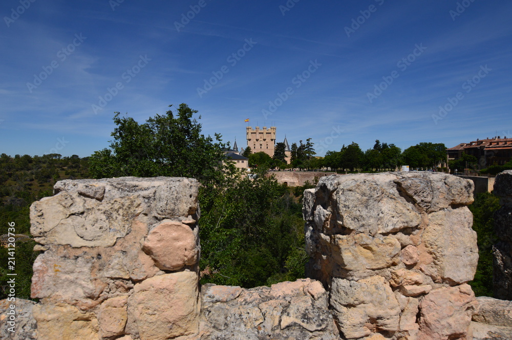 Pretty Shot From The Walls Of Castle Keep Of Segovia. Architecture History Travel. June 18, 2018. Segovia Castilla-Leon Spain.