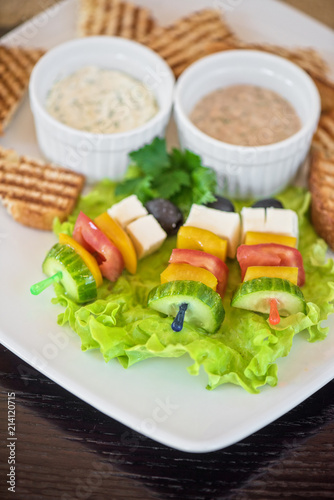 Tasty snacks: roasted toast...
