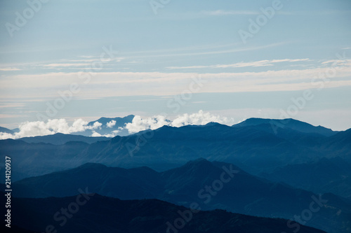 Landscape view from above the clouds, halfway up Volcan Baru, the largest mountain in Panama