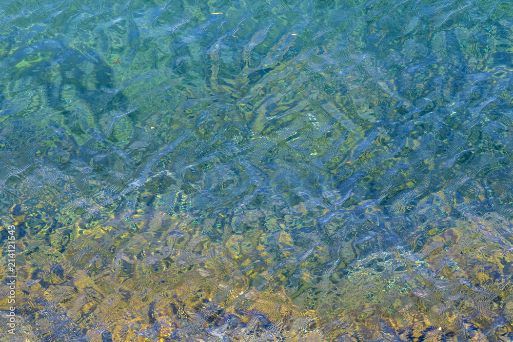 Agua cristalina de colores verde, azul y amarillo. Ideal para utilizar como imagen de fondo