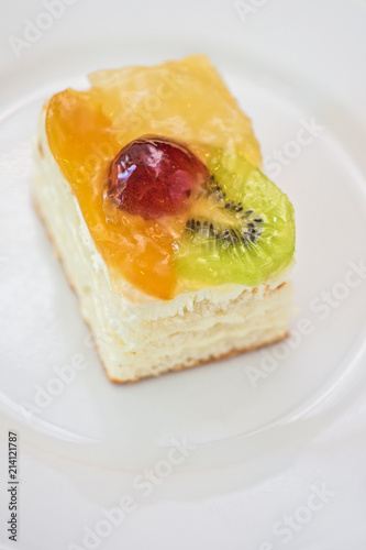 Piece of Fruit cake in a wh...