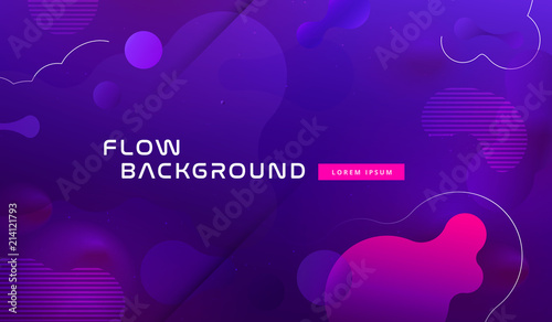 Gradient fluid background design layout for banner or poster. Cool 3d liquid vector pattern with blue violet shape in motion