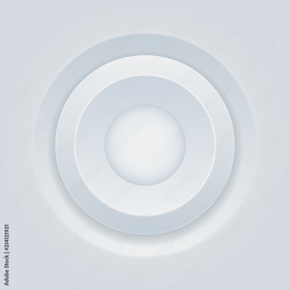 Obraz premium Push button. Round white plastic 3d icon