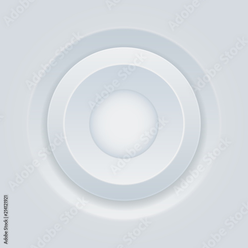 Push button. Round white plastic 3d icon