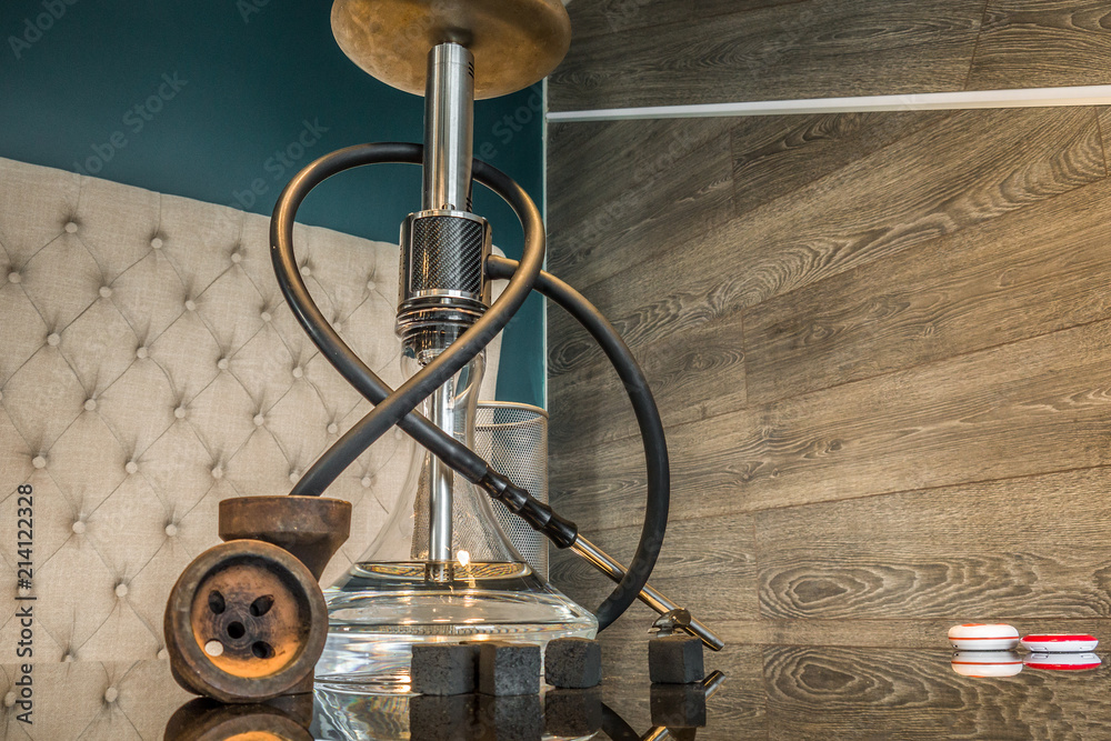 New Glass Hookah with beautiful backlight in the cafe