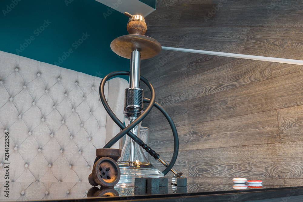 New Glass Hookah with beautiful backlight in the cafe