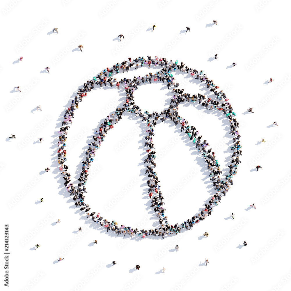 A lot of people form a ball, children's drawing