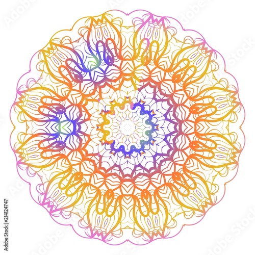 Mandala Style Vector Color Shapes. Abstract design. Fantastic decoration for fashion, holiday card, relax illustration.