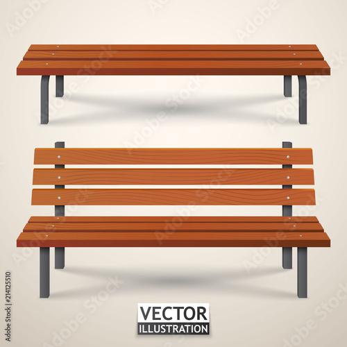 Benches set. Park wooden benches isolated. Vector
