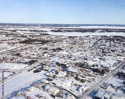 Aerial Northern Arctic Cityscape Snow Winter View
