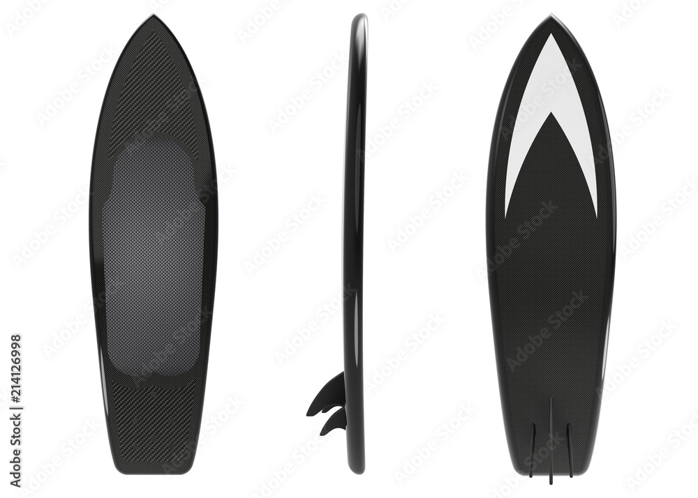 3d render of surfboard isolated on white background 3d render of surfboard isolated on white background