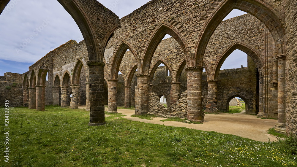 Ruins of the abbey in the lighthouse, Pointe de Saint-Mathieu, Brittany, France