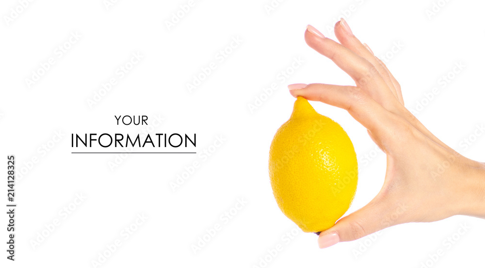 Lemon in hand pattern on a white background isolation Lemon in hand pattern on a white background isolation