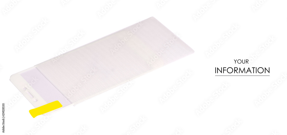 Protective glass for mobile phone smartphone pattern on white background isolation