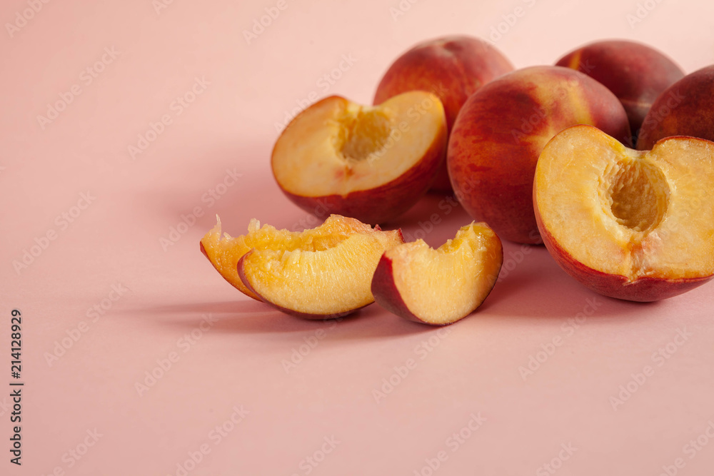 Peaches. Summer fruits.