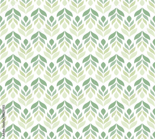 Green Floral Stylish Seamless Pattern. Vector Leaf background. Fabric Ornament texture.
