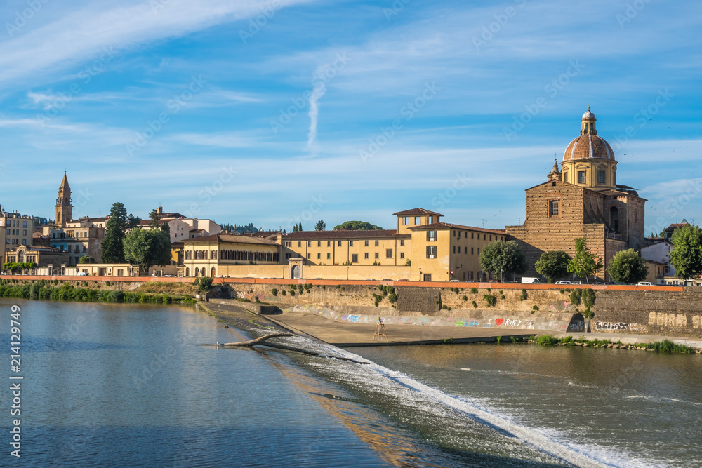 The Church of San Frediano and the Arno River spillway, Florence, Italy The Church of San Frediano and the Arno River spillway, Florence, Italy