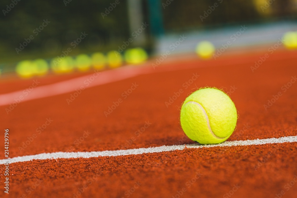 Tennis Ball on a Tennis Court