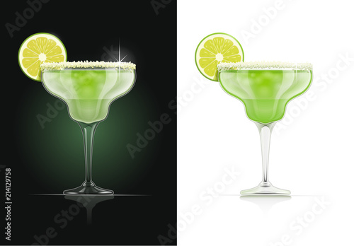 Margarita glass. Alcohol cocktail. Alcoholic classic drink photo