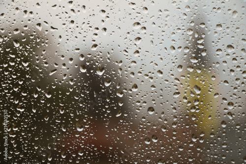 Rain drops on window glass