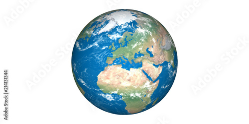 Planet earth europe white background