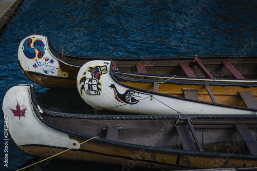 Canadian first nation canoes on water