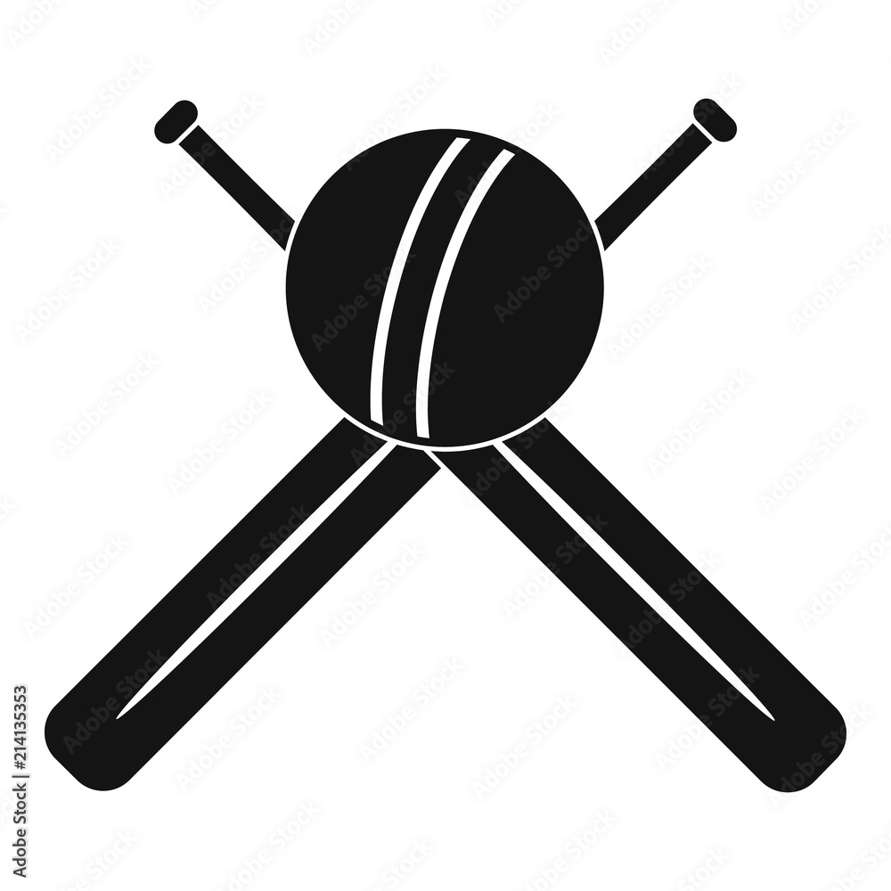 Cricket ball and bats logo. Simple illustration of cricket ball and bats vector logo for web