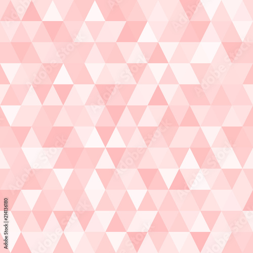 Seamless Triangle Vector Pattern with Random Tints of Pink. Geometric Low-Poly Background. Polygonal Faceted Mosaic Texture for Web, Mobile Interfaces or Print Design. Repeating Tile Swatch Included