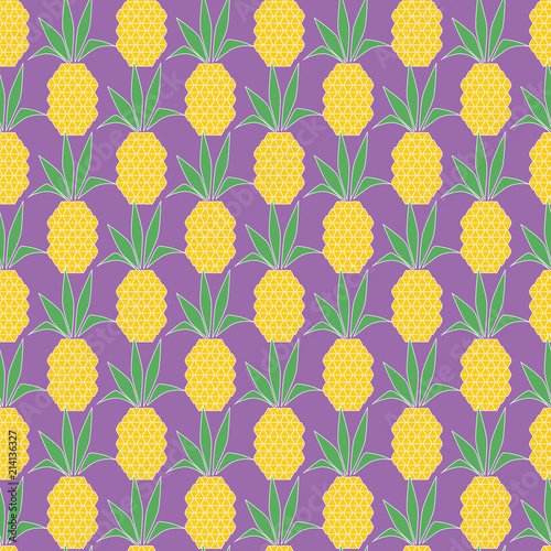 Pineapple vector pattern. Summer colorful tropical print