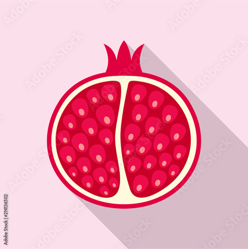 Half of pomegranate icon. Flat illustration of half of pomegranate vector icon for web design