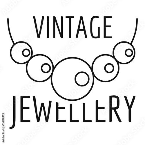 Vintage pearls jewellery logo. Outline illustration of vintage pearls jewellery vector logo for web design isolated on white background