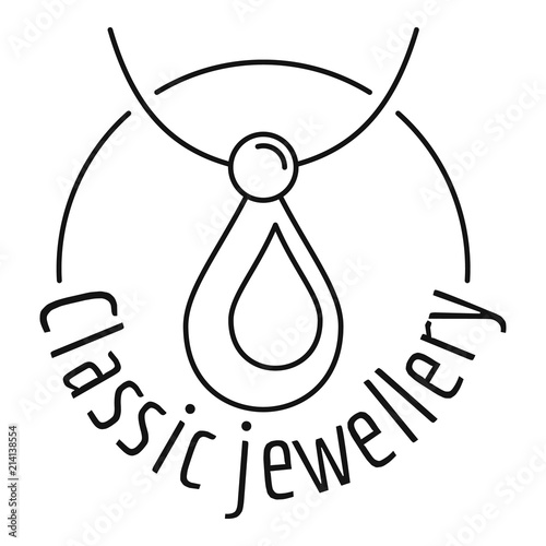 Classic pendant jewellery logo. Outline illustration of classic pendant jewellery vector logo for web design isolated on white background