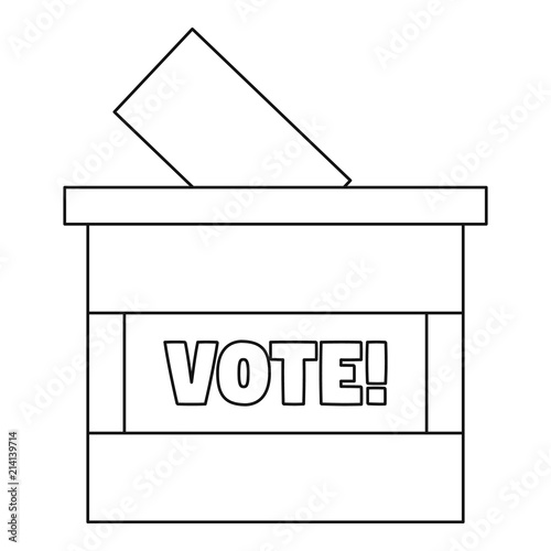 Wood vote box icon. Outline wood vote box vector icon for web design isolated on white background