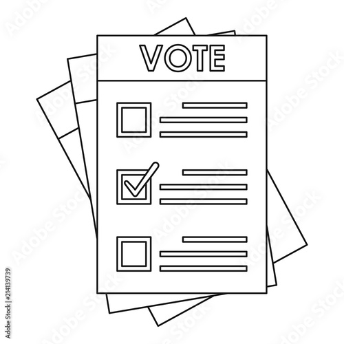 Election paper icon. Outline election paper vector icon for web design isolated on white background