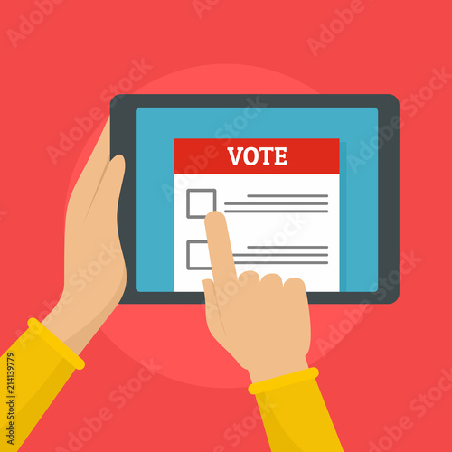 Online voting background. Flat illustration of online voting vector background for web design
