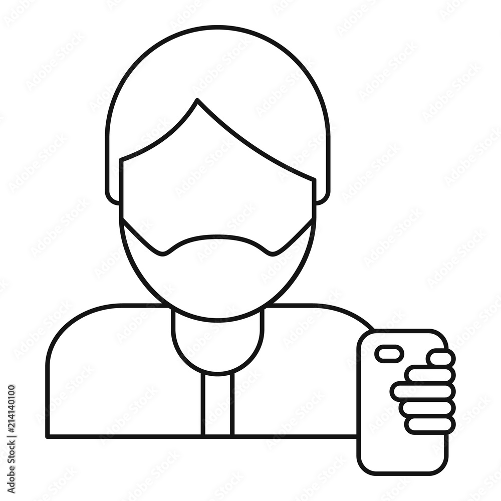 Hipster man take selfie icon. Outline hipster man take selfie vector icon for web design isolated on white background