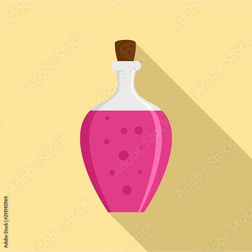 Potion pink bottle icon. Flat illustration of potion pink bottle vector icon for web design