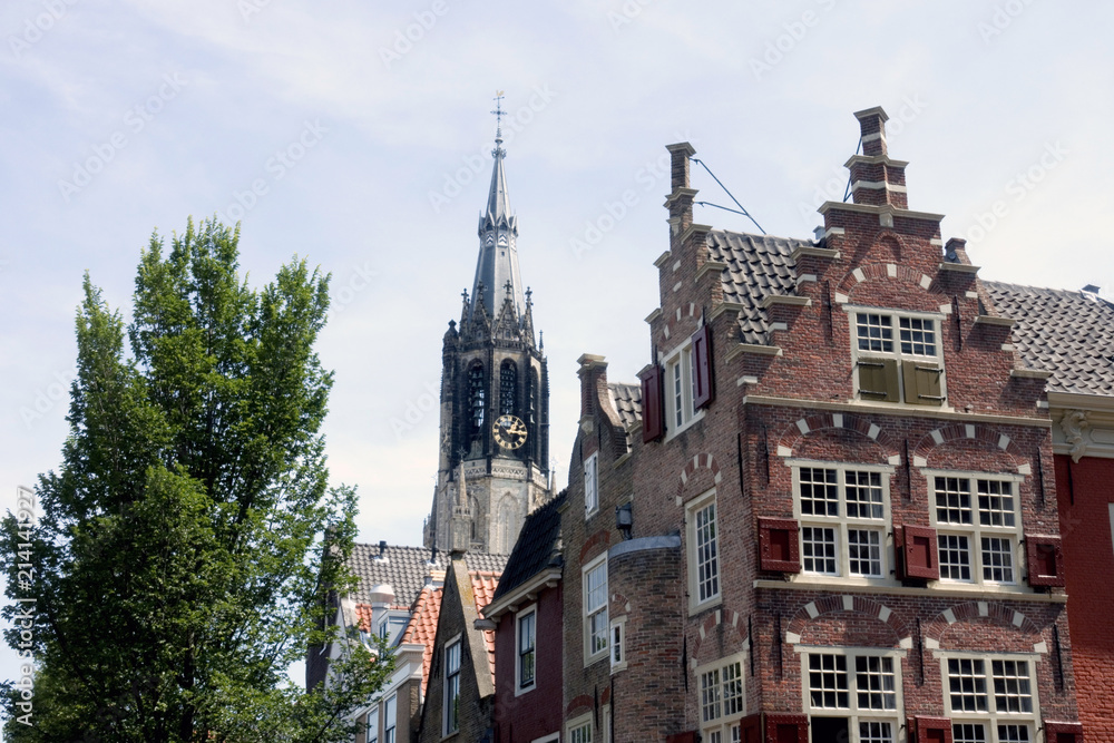 Church and houses in Delft