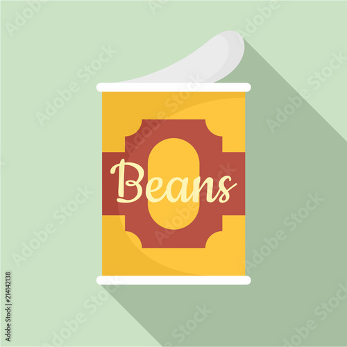 Beans tin can icon. Flat illustration of beans tin can vector icon for web design
