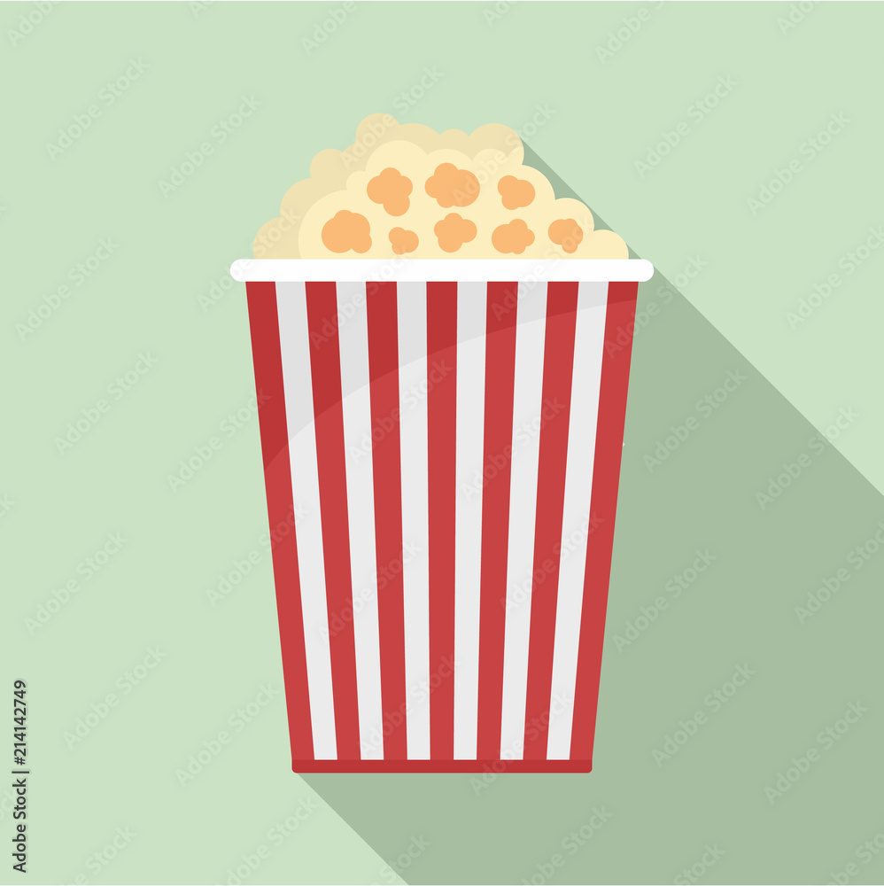 Popcorn box icon. Flat illustration of popcorn box vector icon for web design