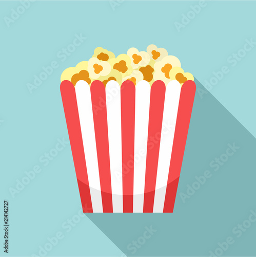 Cinema popcorn box icon. Flat illustration of cinema popcorn box vector icon for web design
