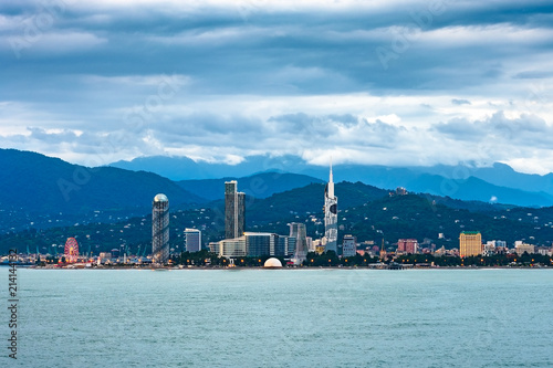 Beautiful Batumi, Georgian resort city and port at Black Sea – panoramic view from sea in early summer morning © Oleksii Fadieiev