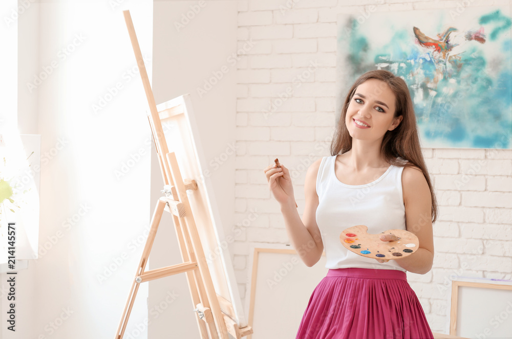 Portrait of female artist in workshop Portrait of female artist in workshop