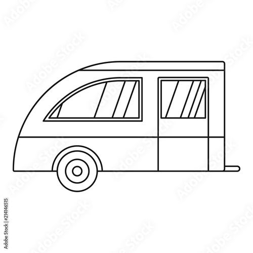 Camping trailer icon. Outline camping trailer vector icon for web design isolated on white background