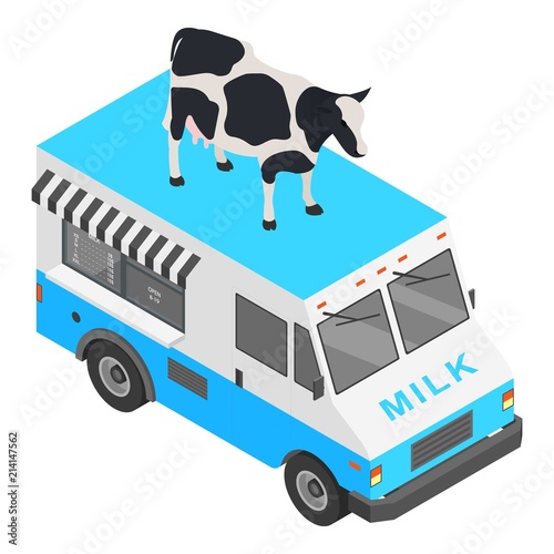 Milk shop truck icon. Isometric of milk shop truck vector icon for web design isolated on white background photo