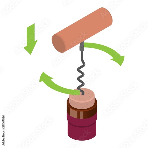 Old corkscrew icon. Isometric of old corkscrew vector icon for web design isolated on white background