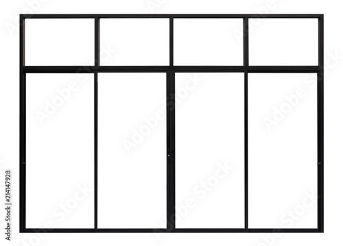Large Clear Isolated Black Glass Window Door