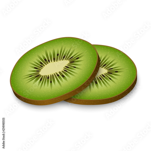 Sliced kiwi mockup. Realistic illustration of sliced kiwi vector mockup for web design isolated on white background